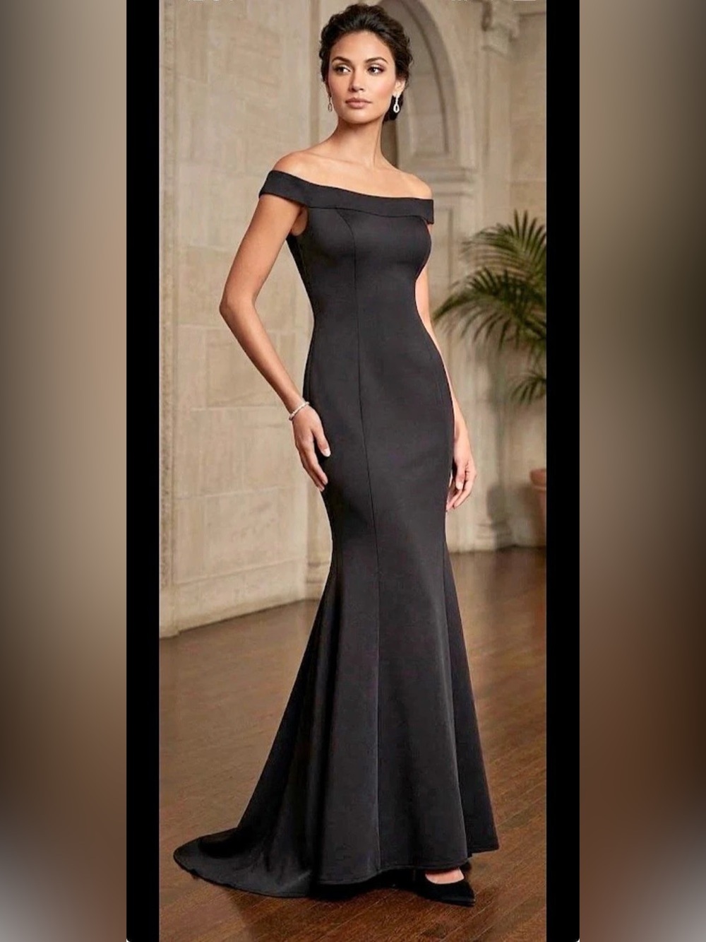 FLESTA Off-Shoulder Maxi Dress in Black Size Small Like New